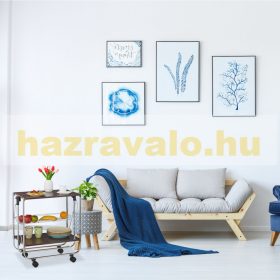   Zsúrkocsi gurulós összecsukható fém szervizkocsi kosárral barna színben