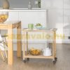 Kitchen cart on wheels, made of 2 levels of walnut wood 