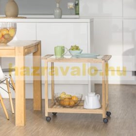 Zsúrkocsi gurulós konyhakocsi 2 szintes diófából 