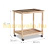 Kitchen cart on wheels, made of 2 levels of walnut wood 