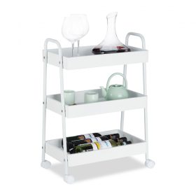   Zsúrkocsi gurulós 3 szintes konyhai kiskocsi fehér 70 x 49 x 28 cm