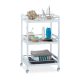 Rolling trolley bamboo serving trolley in white color with 3 shelves 76.5 x 46 x 38 cm