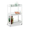 Serving cart on wheels, white, 3 levels, 80.5 x 51 x 30 cm
