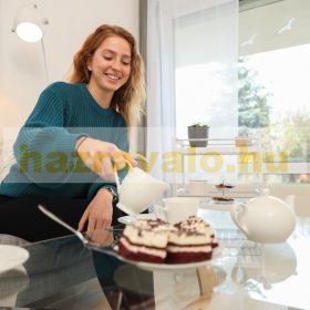   Zsúrkocsi gurulós bambusz tálaló kocsi fehér színben 3 polccal 76,5 x 46 x 38 cm