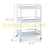 Rolling trolley bamboo serving trolley in white color with 3 shelves 76.5 x 46 x 38 cm