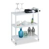 Rolling trolley bamboo kitchen trolley white with 3 shelves 