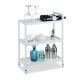 Rolling trolley bamboo kitchen trolley white with 3 shelves 