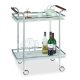 Kitchen cart on wheels chrome kitchen cart with 2-level milk glass shelf