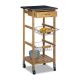 Kitchen cart on wheels with a marble surface with 1 drawer, 2 baskets and 1 shelf 