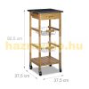 Kitchen cart on wheels with a marble surface with 1 drawer, 2 baskets and 1 shelf 