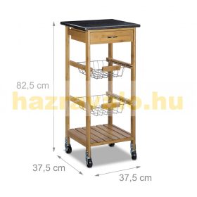   Zsúrkocsi gurulós konyhakocsi márvány felülettel 1 fiókkal, 2 kosárral és 1 polccal 