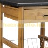 Kitchen cart on wheels with a marble surface with 1 drawer, 2 baskets and 1 shelf 