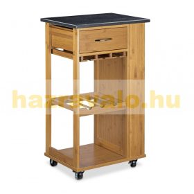   Zsúrkocsi gurulós konyhakocsi márvány felülettel bortartóval 