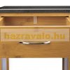 Kitchen cart on wheels with a marble surface and wine rack 