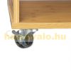 Kitchen cart on wheels with a marble surface and wine rack 