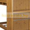 Kitchen cart on wheels with a marble surface and wine rack 