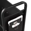 Könyvtári kocsi 790x385x1250mm fekete 3 polcos gurulós könyvállvány 150 kg teherbírású V-alakú polcokkal