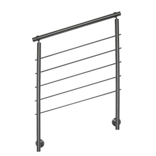 Rozsdamentes acél lépcsőkorlát oldalsó rögzítéssel 120 cm hosszú 5 db keresztrúd 10 mm távtartó