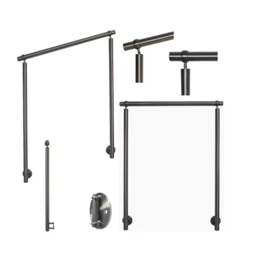 Állítható erkélykorlát 140cm rozsdamentes lépcsőkorlát oldalsó rögzítéssel 2 oszloppal, keresztrúd nélkül, 10 mm távtartóval