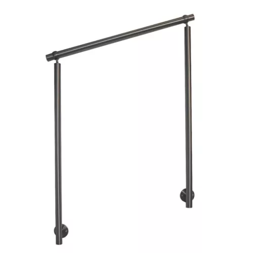Rozsdamentes lépcsőkorlát 140cm állítható erkélykorlát keresztrúd nélkül 2 oszloppal 50 mm távtartó oldalsó rögzítéssel