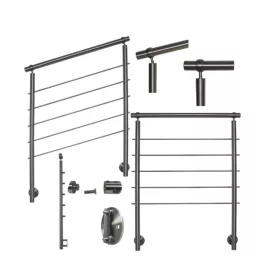   Állítható erkélykorlát 160cm rozsdamentes lépcsőkorlát oldalsó rögzítéssel 2 oszloppal 5 keresztrúddal 10 mm távtartóval