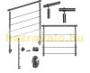 Stainless steel stair railing with side fixing 200 cm long with 3 posts 4 cross bars 10 mm spacer