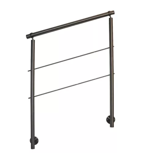 Rozsdamentes lépcsőkorlát 80 cm oldalsó rögzítéssel, állítható erkélykorlát 2 oszloppal 2 db keresztrúd 50 mm távtartó