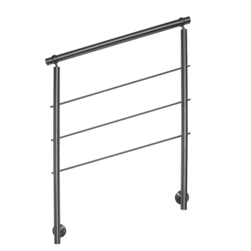 Rozsdamentes lépcsőkorlát 80 cm állítható erkélykorlát oldalsó rögzítéssel 2 oszloppal 3 db keresztrúd 10 mm távtartó