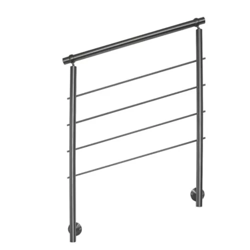 Rozsdamentes lépcsőkorlát 80 cm állítható erkélykorlát oldalsó rögzítéssel 2 oszloppal 4 db keresztrúd 10 mm távtartó