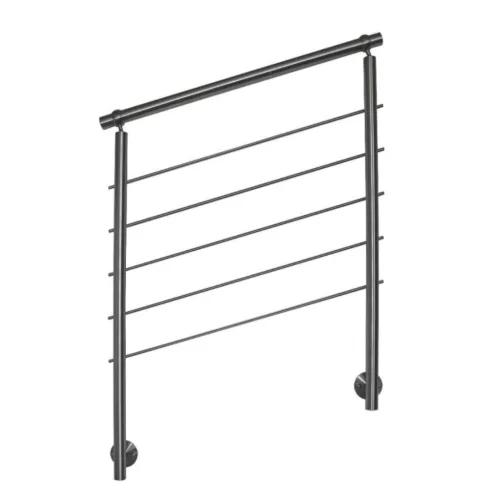 Rozsdamentes lépcsőkorlát 80 cm állítható erkélykorlát oldalsó rögzítéssel 2 oszloppal 5 db keresztrúd 10 mm távtartó