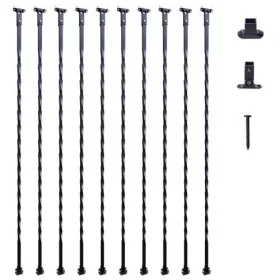   Korlátoszlop 13x13x1122 mm csavart matt fekete horganyzott acél lépcsőkorlát oszlop 