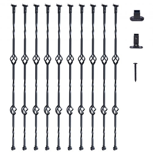 Korlátoszlop 10 db 56x56x1122 mm matt fekete horganyzott acél dupla díszítéssel lépcsőkorlát oszlop szett