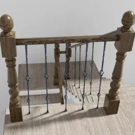   Korlátoszlop 10 db 56x56x1122 mm matt fekete horganyzott acél dupla díszítéssel lépcsőkorlát oszlop szett