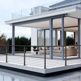   Kábeles korlátoszlop 4 db 914x25,4x50,8 mm fekete lépcsőkorlát oszlop