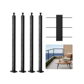   Kábeles korlátoszlop 4 db 914x50,8x50,8 mm fekete lépcsőkorlát oszlop
