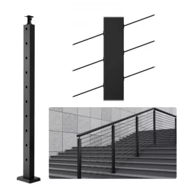   Korlátoszlop 91,44x2,54x5,08 cm, 30°-os szögben fúrt lyukakkal fekete 1 db lépcsőkorlát
