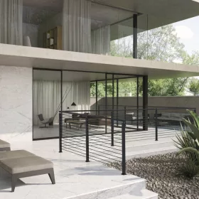   Korlátoszlop 91,44x2,54x5,08 cm fekete L-alakú furatos sarokkorlátoszlop 1 db lépcskorlát oszlop