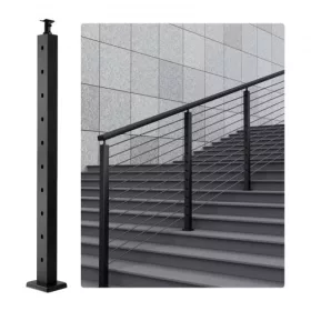   Korlátoszlop fekete 91,44x5,08x5,08 cm 30°-os szögben fúrt ovális lyukakkal 1 db lépcsőkorlát oszlop