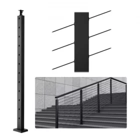   Korlátoszlop fekete 106,68x2,54x5,08 cm 30°-os szögben fúrt lyukakkal 1 db lépcsőkorlát