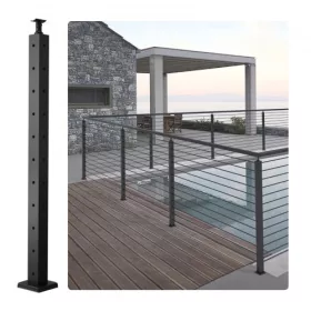   Korlátoszlop 91,44x5,08x5,08 cm fekete L-alakú furatos sarokkorlátoszlop 1 db lépcsőkorlát oszlop