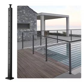   Korlátoszlop 106,68x2,54x5,08 cm fekete L-alakú furatos sarokkorlátoszlop 1 db lépcsőkorlát oszlop