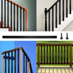   Korlátoszlop matt fekete 76 darab 75 cm hosszú  alumíniumötvözet korlát balusztrád szett