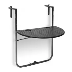   Korlátra szerelhető kávézó asztal fekete színben kiváló például terasz korlátjára Rattan design