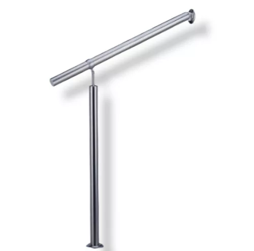 Bejárati lépcsőkorlát szálcsiszolt rozsdamentes acél 80 cm átmérője 42 mm bel- és kültéri használatra