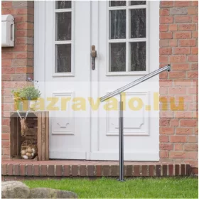 Bejárati lépcsőkorlát szálcsiszolt rozsdamentes acél 150 cm átmérője 42 mm