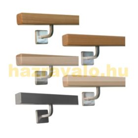   Lépcsőkorlát rozsdamentes acél tartóval 40x40 mm szögletes kapaszkodó 110 cm bükkfából