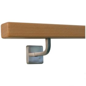   Lépcsőkorlát rozsdamentes acél tartóval 40x40 mm szögletes kapaszkodó 130 cm bükkfából