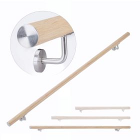   Lépcsőkorlát rozsdamentes acél és alumínium 150 cm korlát bükk fa hatású