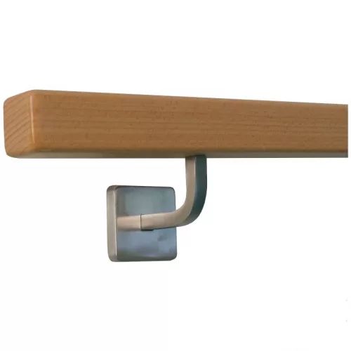 Lépcsőkorlát rozsdamentes acél tartóval 40x40 mm szögletes kapaszkodó 220 cm bükkfából