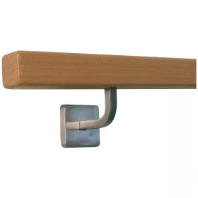   Lépcsőkorlát rozsdamentes acél tartóval 40x40 mm szögletes kapaszkodó 80 cm bükkfából